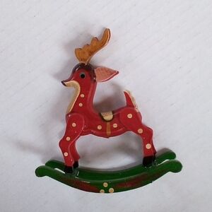 Rocking reindeer wooden Christmas vintage